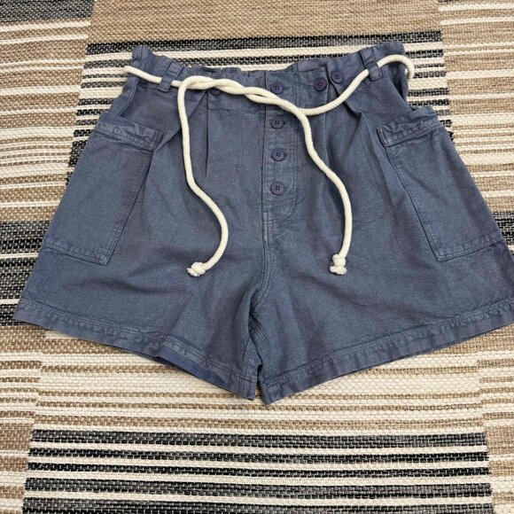 Free People Women's Coney Beach Shorts Bohemian Linen Blend Blue Mirage Size Med - Picture 4 of 13